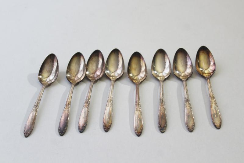 photo of set of vintage demitasse spoons, tiny teaspoons King Edward National Silver #1