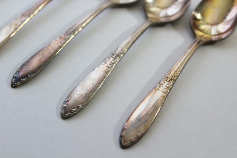 photo of set of vintage demitasse spoons, tiny teaspoons King Edward National Silver #2