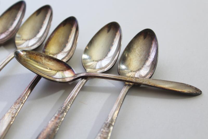 photo of set of vintage demitasse spoons, tiny teaspoons King Edward National Silver #3