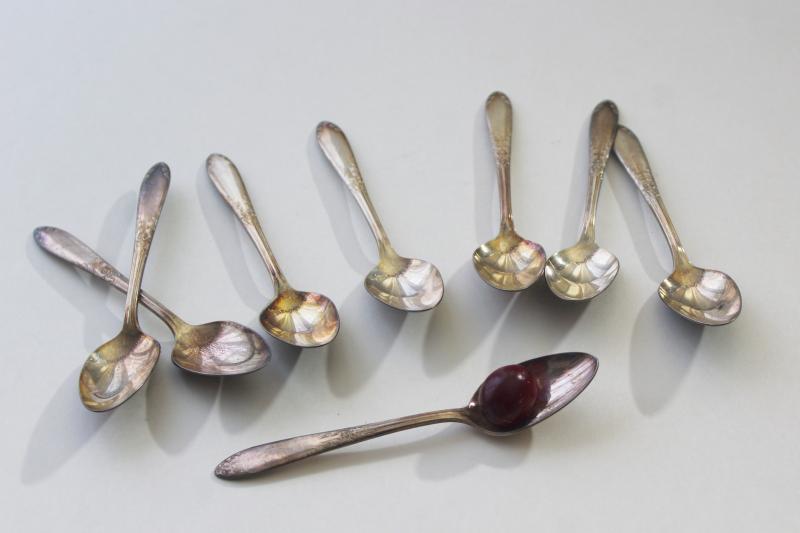 photo of set of vintage demitasse spoons, tiny teaspoons King Edward National Silver #4