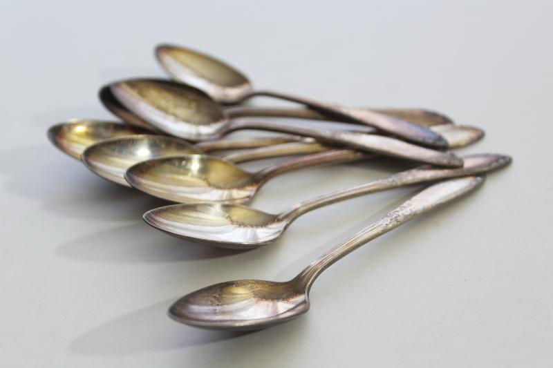 photo of set of vintage demitasse spoons, tiny teaspoons King Edward National Silver #5