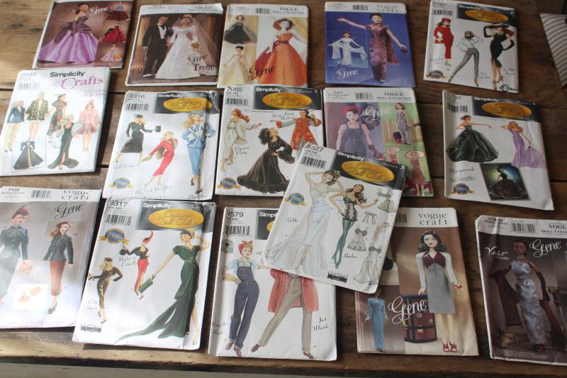 photo of sewing patterns lot, Gene fashion doll clothes, Hollywood style vintage designer outfits #1