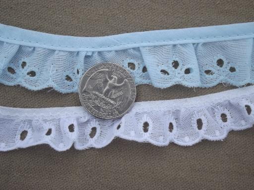 photo of sewing trim lot, ruffled eyelet edgings, gathered ruffle eyelet lace trims #6