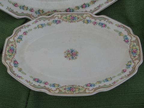 photo of shabby 1930s vintage china platters, Mt. Clemens pottery Mildred floral #2