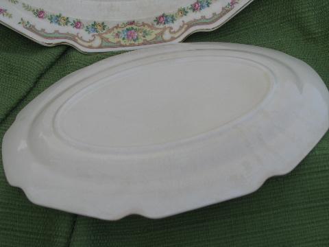 photo of shabby 1930s vintage china platters, Mt. Clemens pottery Mildred floral #3