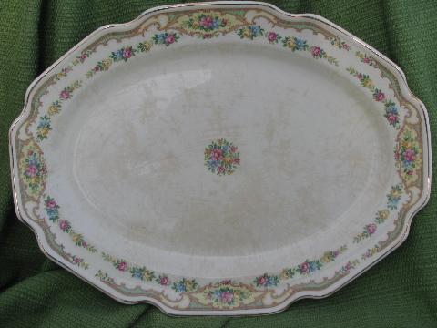 photo of shabby 1930s vintage china platters, Mt. Clemens pottery Mildred floral #4