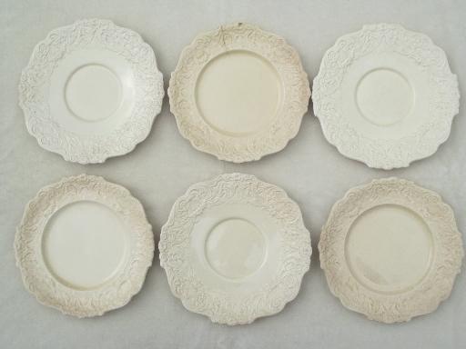 photo of shabby antique English creamware china plates, Old Bristol - England #1