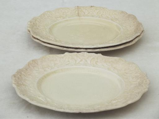 photo of shabby antique English creamware china plates, Old Bristol - England #4