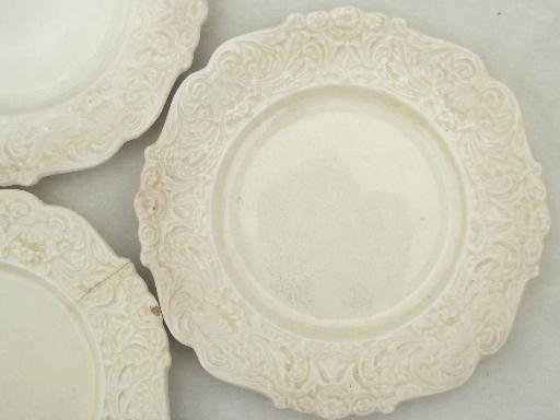 photo of shabby antique English creamware china plates, Old Bristol - England #5