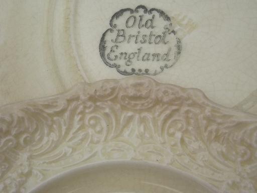 photo of shabby antique English creamware china plates, Old Bristol - England #7