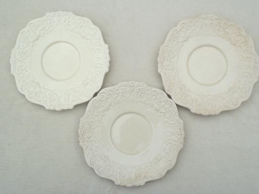 photo of shabby antique English creamware china plates, Old Bristol - England #8