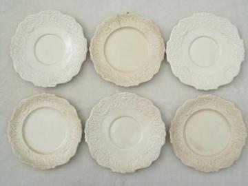 catalog photo of shabby antique English creamware china plates, Old Bristol - England