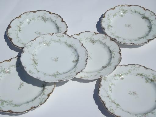 photo of shabby antique Haviland Limoges floral china scalloped salad plates #1