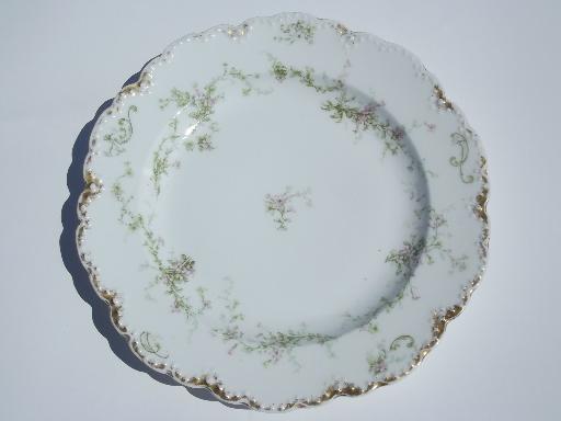 photo of shabby antique Haviland Limoges floral china scalloped salad plates #4