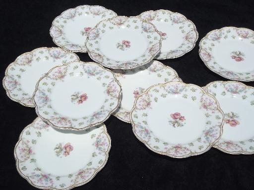 photo of shabby antique Haviland Limoges floral china scalloped salad plates #1