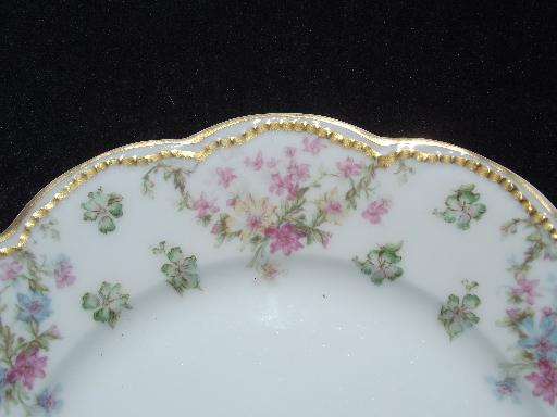 photo of shabby antique Haviland Limoges floral china scalloped salad plates #3