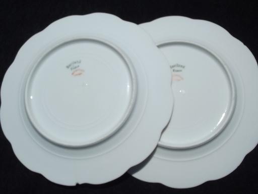 photo of shabby antique Haviland Limoges floral china scalloped salad plates #4