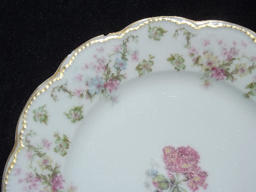 photo of shabby antique Haviland Limoges floral china scalloped salad plates #6