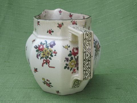 photo of shabby antique Royal Doulton pitcher Old Leeds Spray English china jug #3