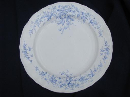 photo of shabby antique Staffordshire holly pattern plates, British flag mark #2