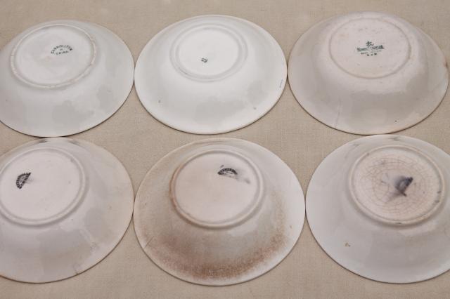 photo of shabby antique bluebird china berry bowls, mismatched vintage china w/ blue birds #10