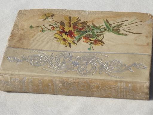 photo of shabby antique books w/ beautiful art bindings for display or altered art #5