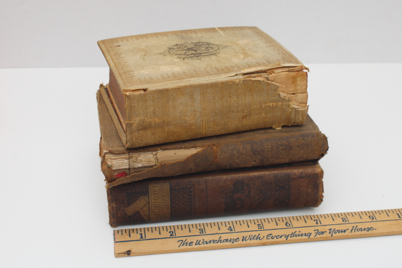 photo of shabby antique books w/ beautiful covers, mid - late 1800s vintage 19th century #5