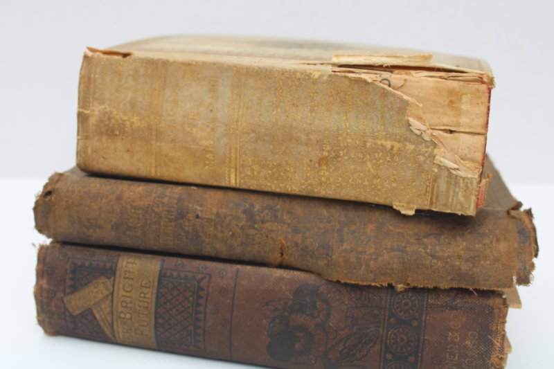 photo of shabby antique books w/ beautiful covers, mid - late 1800s vintage 19th century #6