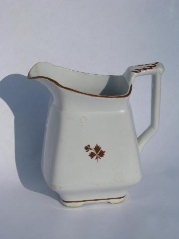 photo of shabby antique copper luster Tea Leaf pattern ironstone china milk pitcher #1