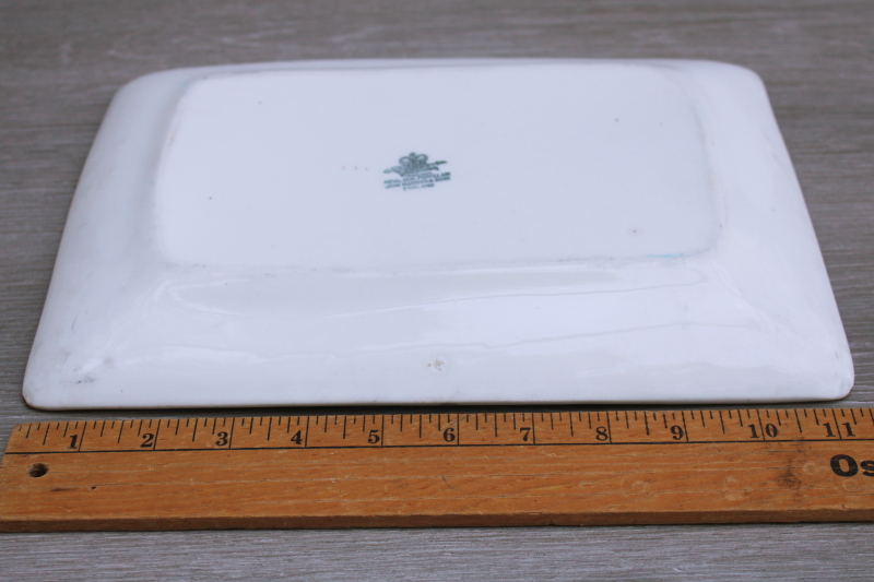 photo of shabby antique ironstone china platter, faded worn floral English garden flowers bluebells  #5