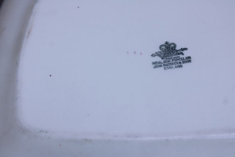 photo of shabby antique ironstone china platter, faded worn floral English garden flowers bluebells  #6
