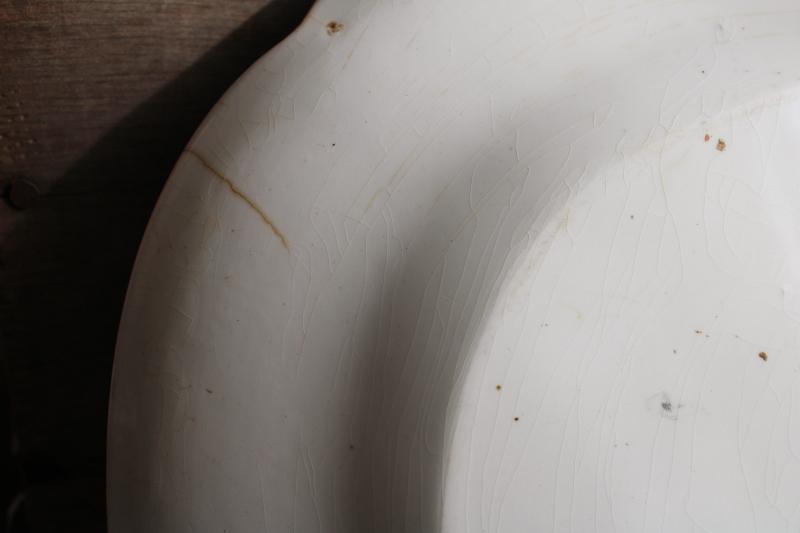 photo of shabby antique ironstone china turkey platter, Columbia aesthetic brown transferware #10