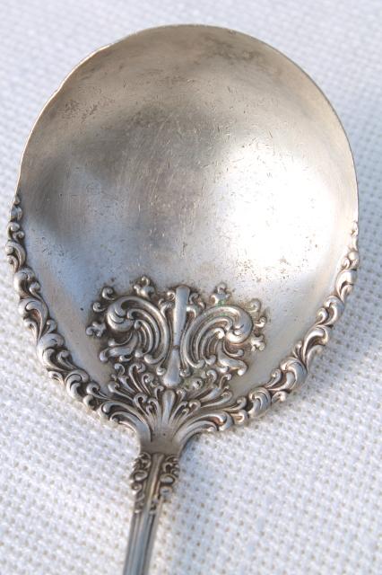 photo of shabby antique silver ladle or serving spoon, tarnished silverplate vintage 1930s #3