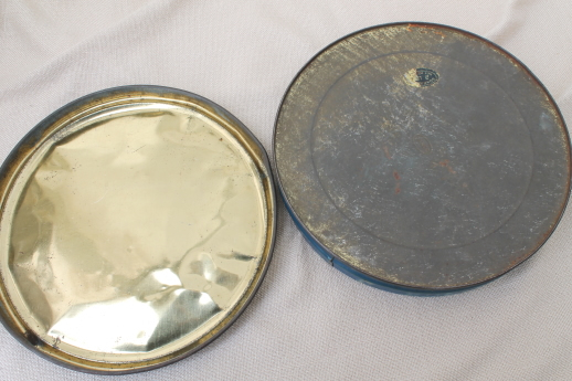 photo of shabby antique tins, 1930s vintage biscuit tins for sewing boxes or buttons #2