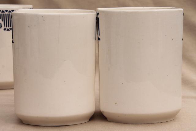 photo of shabby antique vintage blue & white china canister jars, kitchen pantry canisters #12