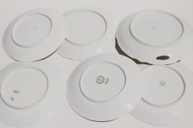 photo of shabby antique vintage china plates w/ hand painted flowers, instant collection  #2