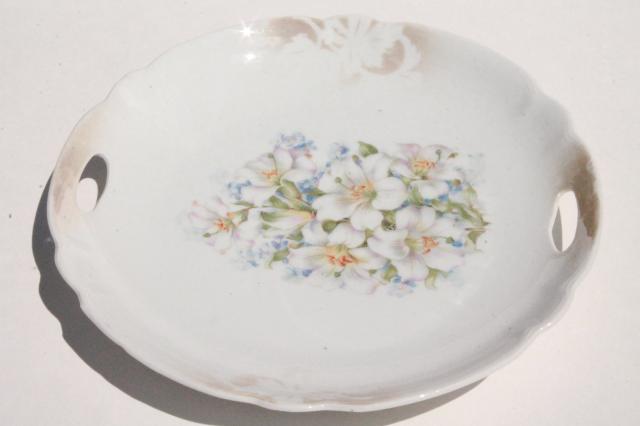 photo of shabby antique vintage china plates w/ hand painted flowers, instant collection  #5