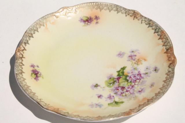 photo of shabby antique vintage china plates w/ hand painted flowers, instant collection  #10