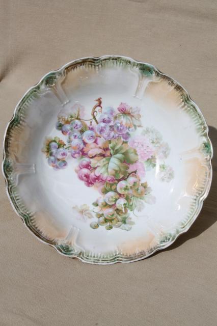 photo of shabby antique vintage china serving dishes, large salad bowls w/ flowers & fruit #8