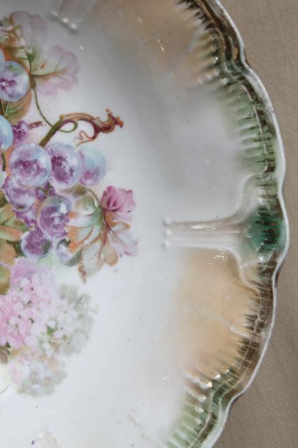 photo of shabby antique vintage china serving dishes, large salad bowls w/ flowers & fruit #9