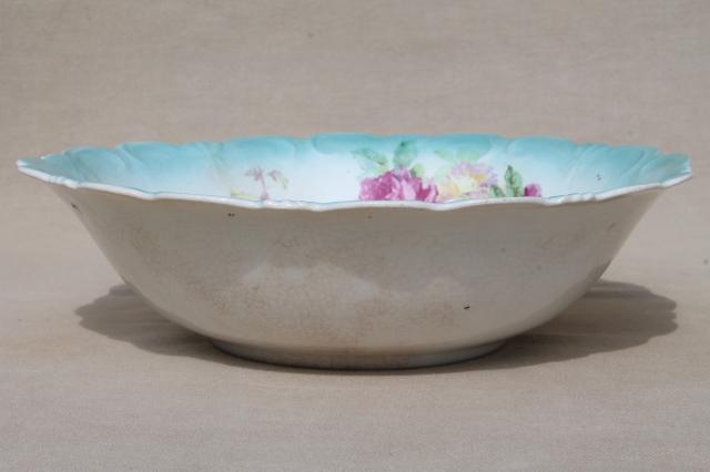 photo of shabby antique vintage china serving dishes, large salad bowls w/ flowers & fruit #14