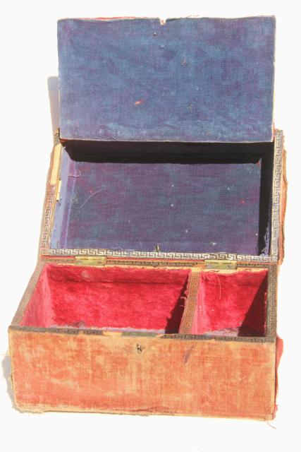 photo of shabby antique vintage velvet box or traveling case for bottles or writing instruments #8