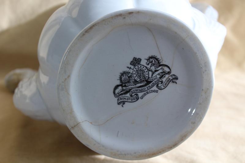 photo of shabby antique white china teapot, wheat & bramble berry embossed ironstone #10