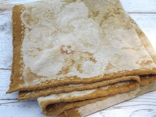 photo of shabby brocade antique vintage chenille velvet table cover or throw #4