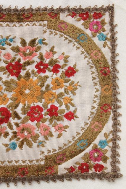 photo of shabby chic cottage flowers vintage Belgian tapestry table runner, Muylle Belgium label #4