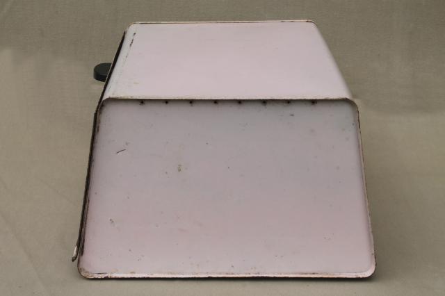 photo of shabby chic pink vintage metal bread box for country cottage kitchen #5