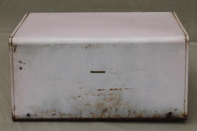 photo of shabby chic pink vintage metal bread box for country cottage kitchen #6