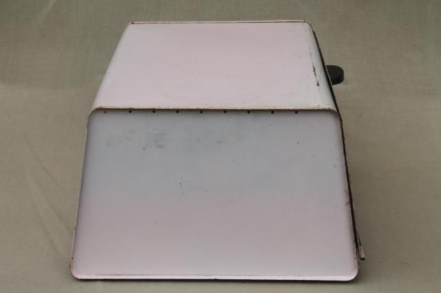 photo of shabby chic pink vintage metal bread box for country cottage kitchen #7