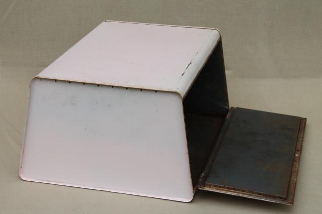 photo of shabby chic pink vintage metal bread box for country cottage kitchen #8