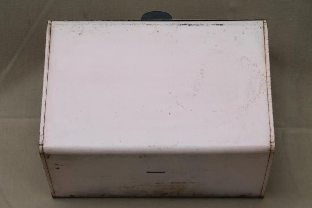 photo of shabby chic pink vintage metal bread box for country cottage kitchen #9